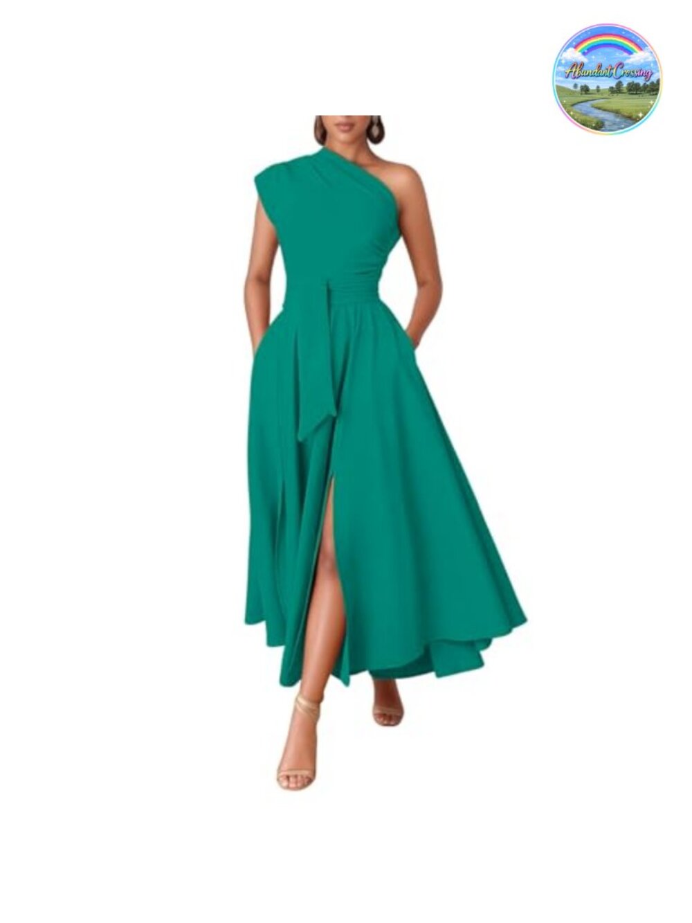 Women's One Shoulder A-Line Maxi Dress Sleeveless Polyester Spandex